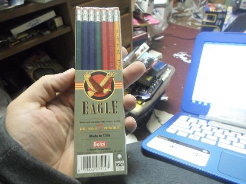 7 Berol EAGLE &#034;224 Pencils with erasers - HB 2&#034; - Sealed pack of 7 ~ USA Made!
