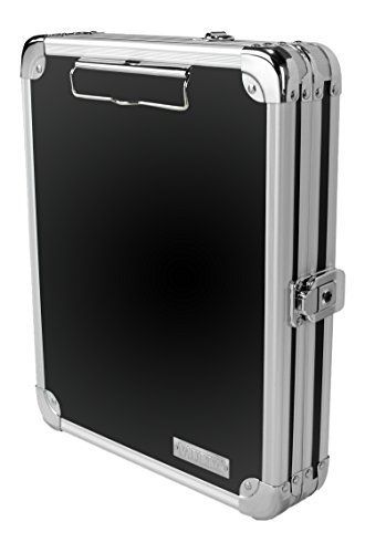 Vaultz Locking Mini Storage Clipboard, 5 x 8 Inches, Key Lock, Black with Chrome