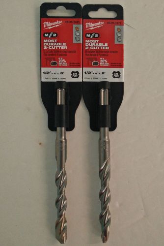 2 pack milwaukee 48-20-7471 sds+ 1/2&#034; x 4&#034; x 6&#034; 2-cutter hammer drill bit for sale