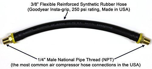 Vibrant yard company 12-inch short air compressor hose: 1/4&#034; male npt to 1/4&#034; for sale
