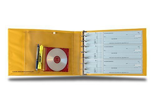 7 ring 3 on a page check book binder with bright yellow cover by starbinders yel for sale