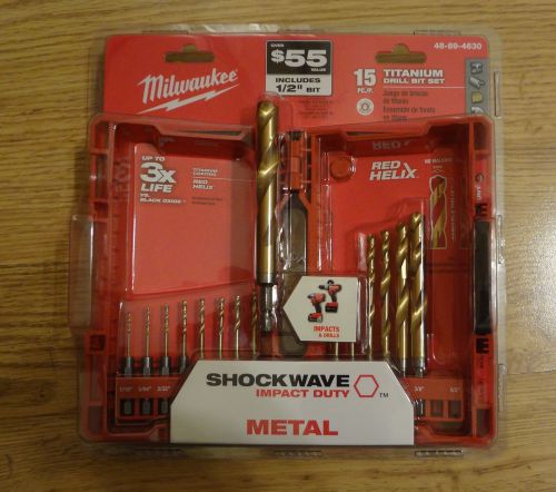 Milwaukee titanium shockwave drill bit kit (15-piece) model # 48-89-4630 for sale