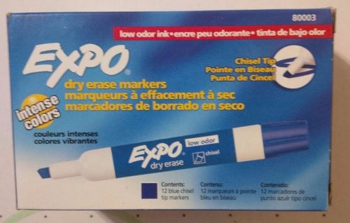 One Dozen Expo Low Odor Chisel Tip Blue Dry Erase Markers (80003)