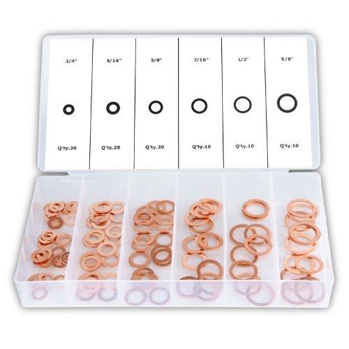 Ansen tools an-313 copper washer assortment, 110-piece for sale