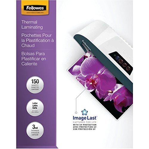 Fellowes thermal laminating pouches, imagelast, letter size, 3 mil, 150 pack for sale