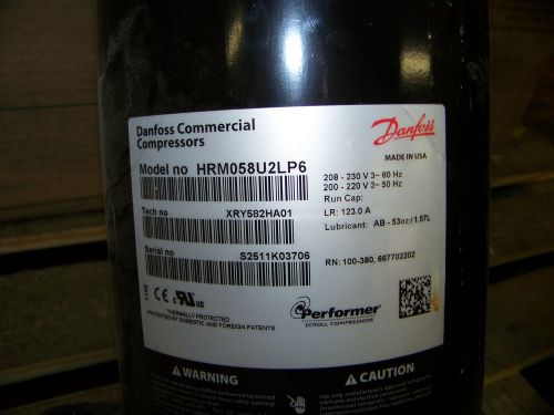 Danfoss Commercial Compressor 208-230 V 60 Hz 3 Ph R22 HRM058U2LP6