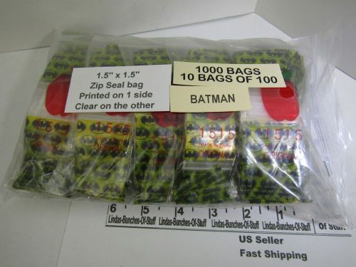 1000 batman design 1 1/2&#034; x 1 1/2&#034; 2 mill plastic zip seal bags new! for sale