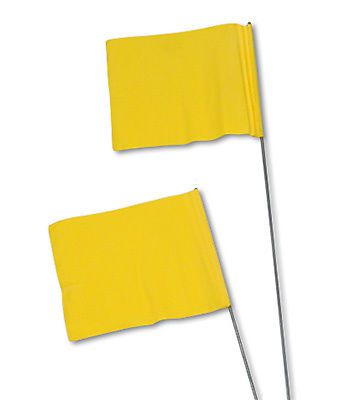 2-1/2&#034; x 3-1/2&#034; x 21&#034; Wire Construction Stake Flag - Yellow (100 Flags)