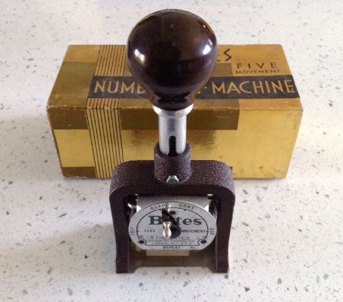 Vintage Bates Numbering Machine Stamp 6 Wheel Standard Movement Style E EUC