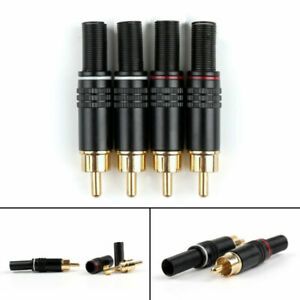4 Pcs Copper RCA Plug Audio Male Connector W Metal Spring Adapter  CN