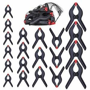 FASTPRO 20-PACK 4-Size Nylon Plastic Spring Clamps with String Bag Organizer ...