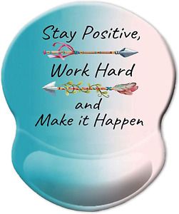 Itnrsiiet Ergonomic Mouse Pad With Gel Wrist Rest Support, Stay Positive Work Ha