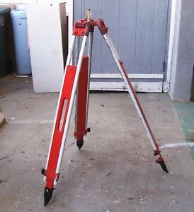 VINTAGE REALIST DAVID WHITE WOOD SURVEYORS TRANSIT TRIPOD ORANGE