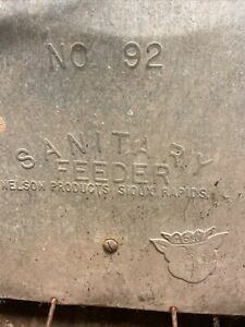 Vintage NO. 92 sanitary pig feeder Nelson Sioux Rapids galvanized metal farm