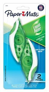 Paper Mate Liquid Paper DryLine Grip Correction Tape, Green , 2 Count 2-Count