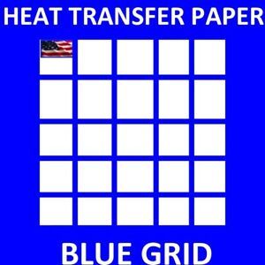 IRON ON Inkjet Opaque Heat Transfer Paper for dark Fabrics-Blue Grid-100Sh 11x17