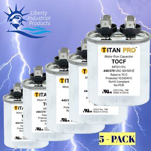 (5-PACK). -  Titan PRO TOCF2 2 MFD 440/370V Oval Run Capacitor - New