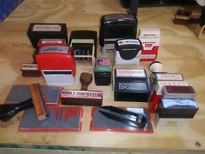 Vintage Lot Rubber Stamps Redacted Confidential Restricted Wood Self-Ink Office