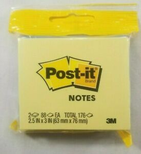 3M Post-it Notes, 2 Pads- Yellow/Purple(perriwinkle)