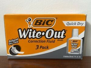 Bic wite-out correction fluid Quick dry - 3 pack