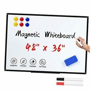 Magnetic Dry Erase Whiteboard 48 x 36 Inch, 4 x 3 Large 48*36 Black Frame