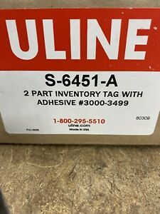 ULINE Inventory 2 Part Tags S-14007PW Prestrung &amp; Adhesive