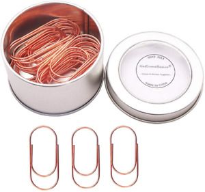 30pcs Paper Clips Large Size 50mm Rose Gold Plating Paperclips Bookmark with Box