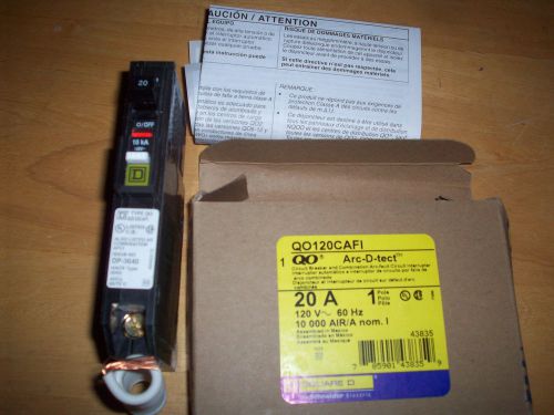 Square D 20 Amp Arc Fault QO120CAFI  new in box never used