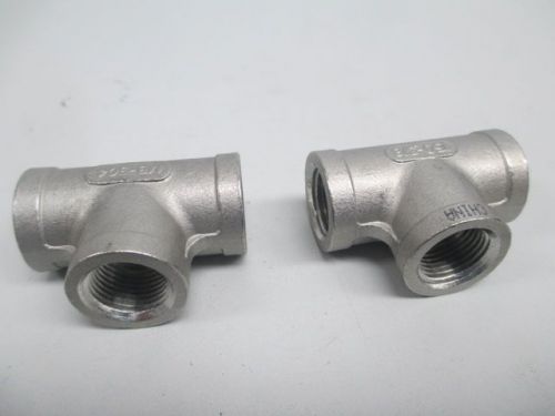 LOT 2 NEW MB-304 150-3/8 STAINLESS STEEL TEE FITTING D240602