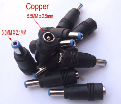 5pcs copper male 2.1mm to 5.5mm x 2.5mm female dc plug connectors for charger for sale