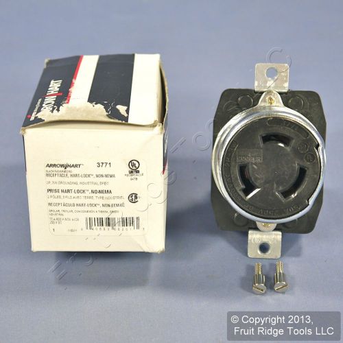 Cooper hart-lock non-nema turn locking receptacle 2p3w 50a 250vdc 600vac 3771 for sale