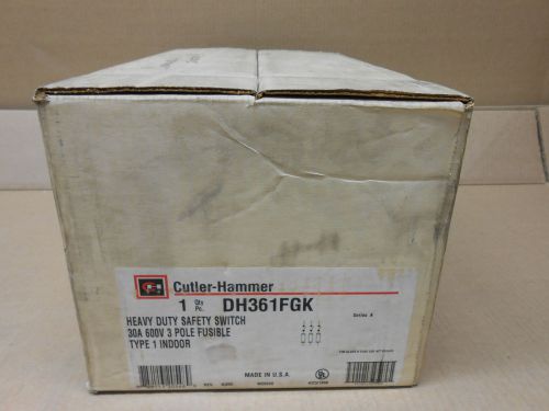 1 NIB CUTLER HAMMER DH361FGK 30A 600V SAFETY SWITCH 30 AMP FUSIBLE INDOOR TYPE 1