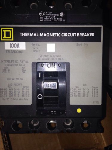Square D 100 Amp Breaker  Unused FAL321001021
