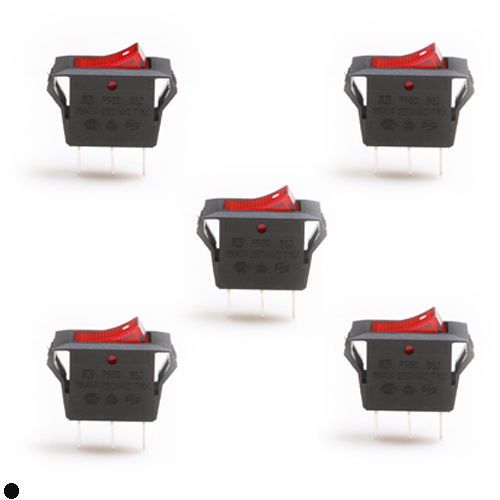 5pcs tranches red light 16a/20a 250v/125v rocker toggle power waveform switch for sale