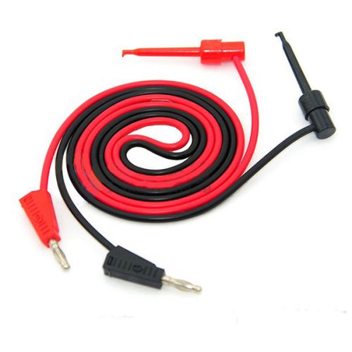 1pair Black Red Double Stackable Banana to Test Hook Probe Cable Leads 100cm NEW