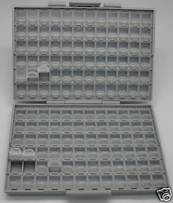 Smd resistor capacitor storage box organizer 0603 0402 144 compartments w/lids l for sale