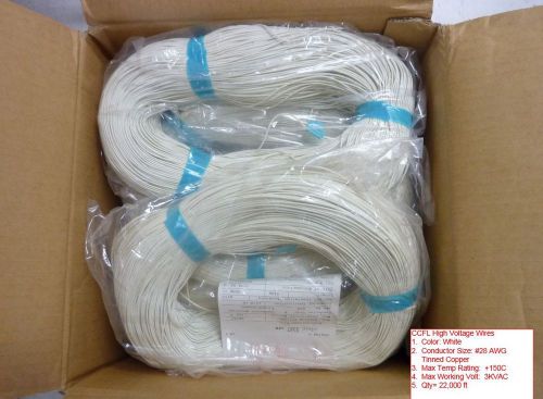 Ccfl high voltage wires conductor size awg #28  22,000 ft white lot for sale