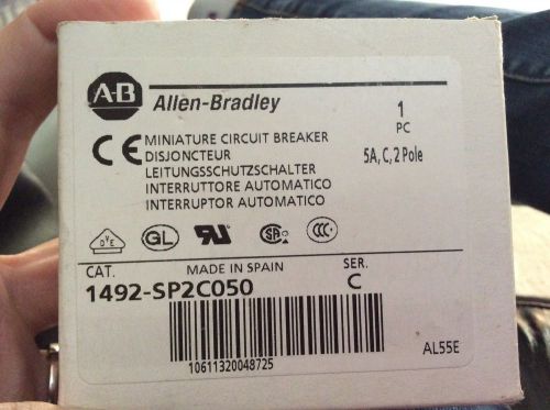 Allen Bradley 1492-SP2C050 2 Pole Mini Circuit Breaker 5amp New NIB