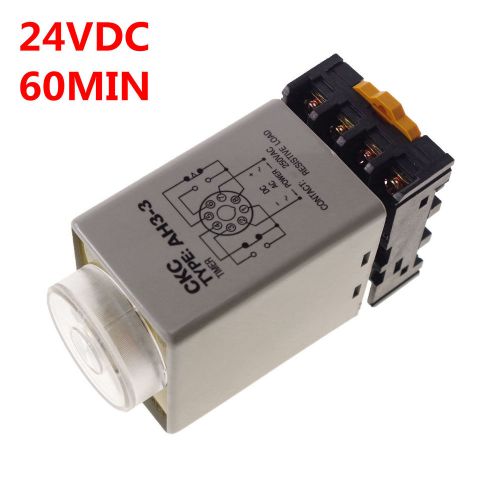 24VDC 3A  Power On Delay AH3-3 Time 0-60 minute Relay With Socket Base 8PINS