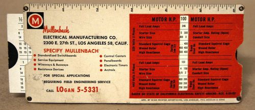 Paper Calculator-Vintage-&#034;Mullenbach Electrical Mfg.Co.Los Angeles,Ca 1952 (W13)