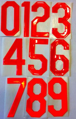 Reflective orange 3&#034; helmet numbers.  fire helmet numbers - limited quantities for sale