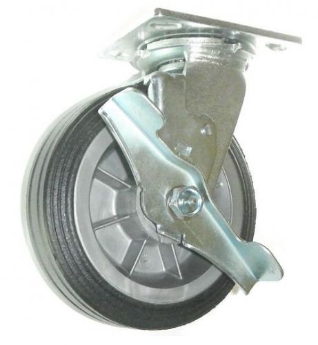 Light duty solid rubber 6&#034; x 2&#034;  swivel caster with brake 350 lbs capacity for sale