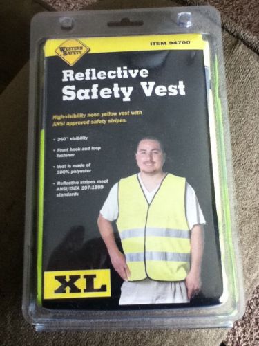 WESTERN SAFETY NEON YELLOW REFLECTIVE VEST ADULT XL extra large NEW