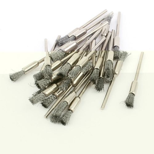 30 Pcs 2/32&#034; Mandrel Gray Wire Pen Polishing Brush for Dremel Rotary Tool