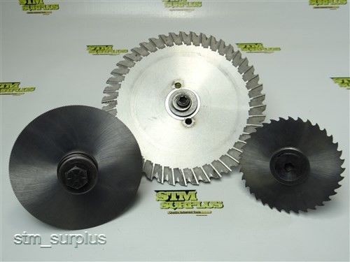 LOT OF 3 SLITTING SAW &amp; MILLING CUTTER 4&#034; TO 8&#034; WITH 3 ARBORS 5/8&#034; TO 1&#034; MALCO