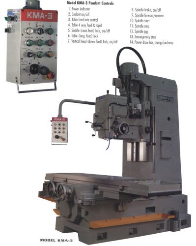 86.6&#034; tbl 20hp spdl sharp kma-3 vertical mill vertical mill, bed-type, 50 taper for sale