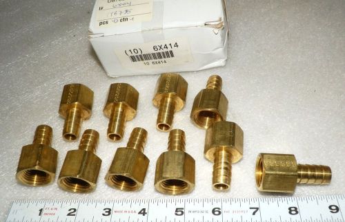 10 each 1/2&#034; female fittings brass hose barbs  Parker  USA made new