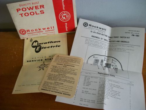 1966 Switch Kit Instructions for ROCKWELL 15&#034; Drill Presses &amp; Unidrills