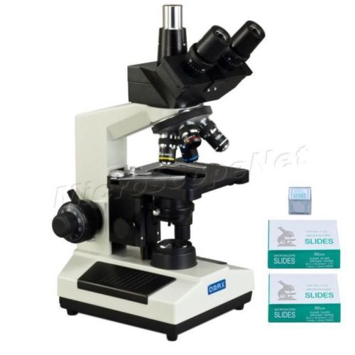 Biological trinocular 1000x microscope+replaceable led light+blank slides+covers for sale