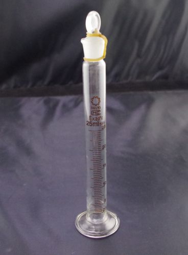 graduated cylinder with stopper measuring 25ml lab glass new x2